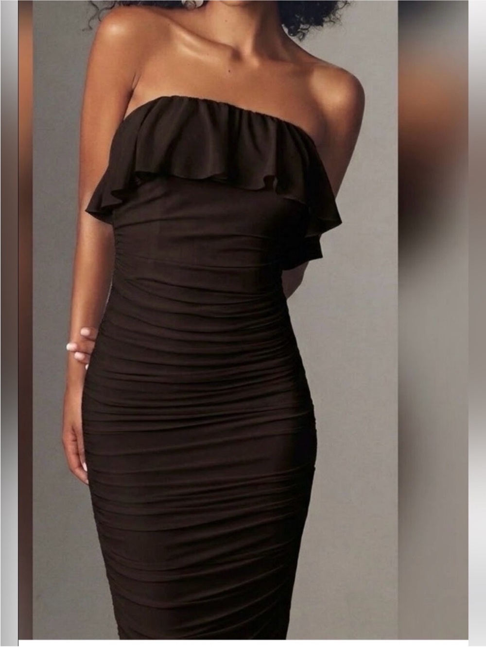 Torn by Ronny Kobo Pearla Midi Dress in Chocolate Brown Size S